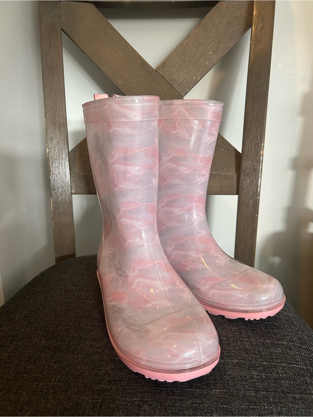Capelli of New York Pink Marble Kids Rain Boots